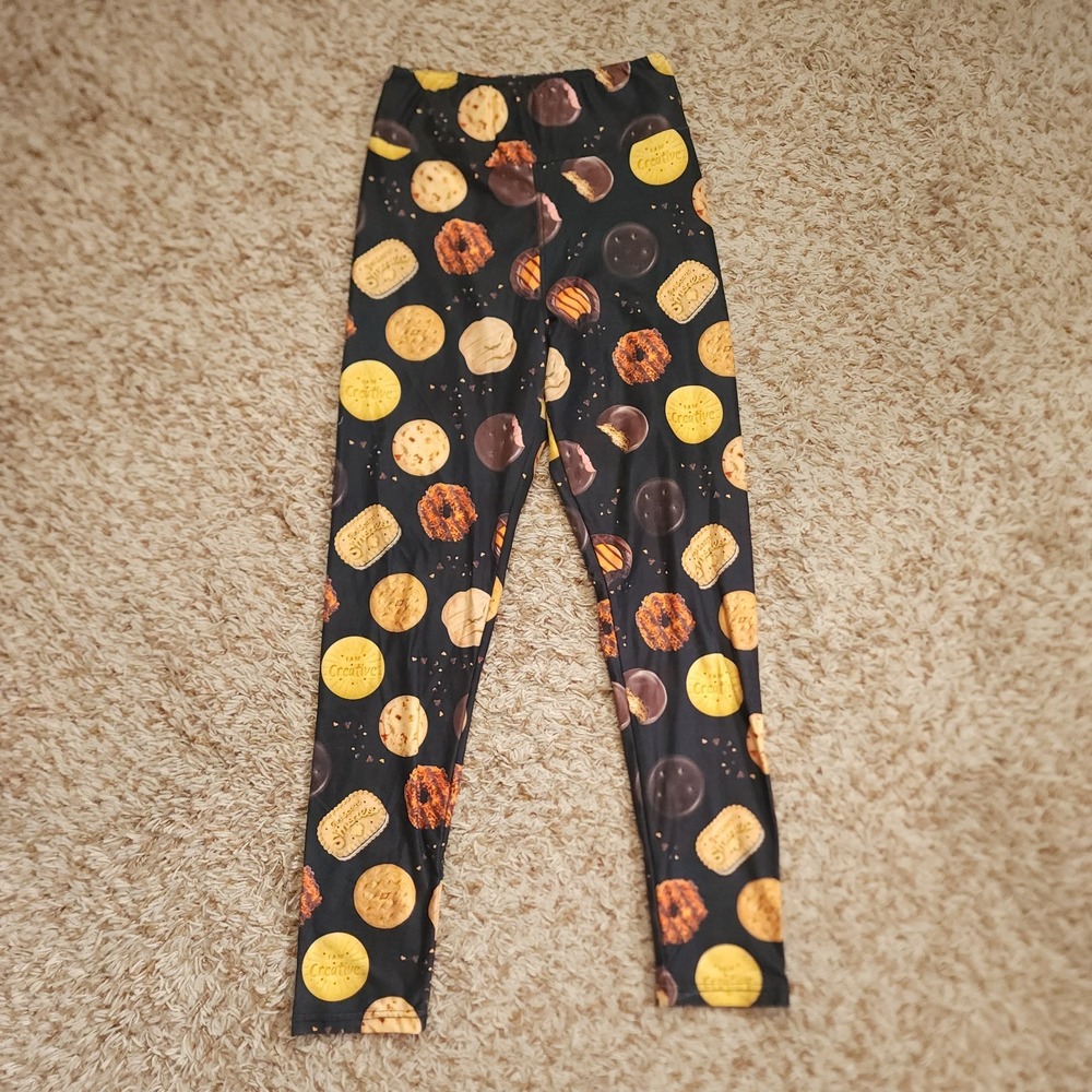 Girl Scouts Cookie Pattern Black Stretch Pants‎ Girls Tween